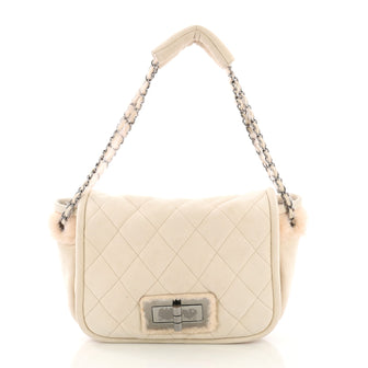 Chanel Reissue Flap Bag Quilted Suede and Shearling Small Neutral 38597124