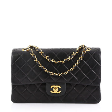 Chanel Vintage Classic Double Flap Bag Quilted Lambskin Medium Black 38597129
