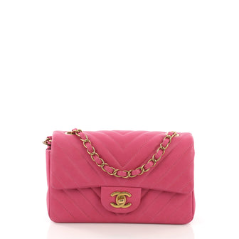  Chanel Model: Classic Single Flap Bag Chevron Lambskin Mini Pink 38597/16