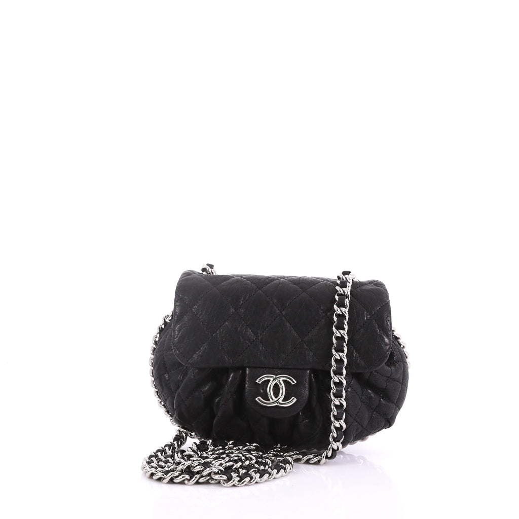 Chanel Chain Around Flap Bag Quilted Leather Small Black 3859718