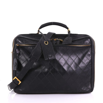 Chanel Vintage Diamond Stitch Weekender Quilted Leather Large Black 3859723