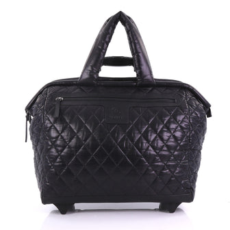 Chanel Coco Cocoon Rolling Trolley Quilted Nylon Black 3859725