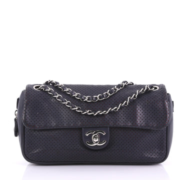 Chanel Baseball Spirit Flap Bag Perforated Leather Medium Blue 3859726