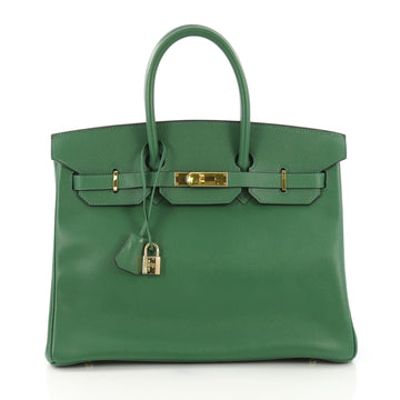 Hermes Birkin Handbag Green Courchevel with Gold Hardware 385972