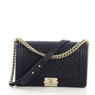 Chanel Boy Flap Bag Quilted Lambskin New Medium Blue 3859735