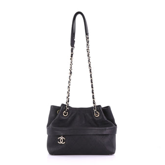 Chanel Zip and Carry Shopping Tote Quilted Caviar Small Black 3859736
