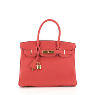 Hermes Birkin Handbag Red Togo with Gold Hardware 30 Red 385973