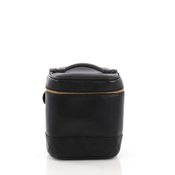 Chanel Vintage Cosmetic Case Lambskin Tall Black 3859745