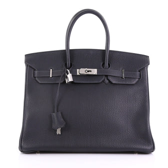 Hermes Birkin Handbag Blue Fjord with Palladium Hardware 385974