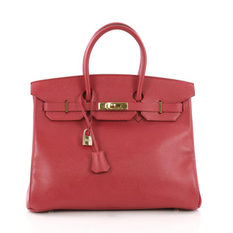 Hermes Birkin Handbag Red Courchevel with Gold Hardware 385976
