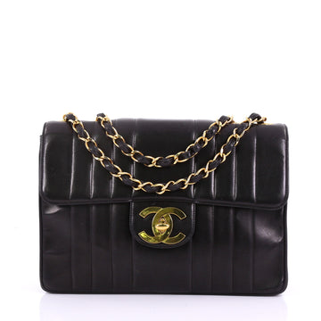 Chanel Vintage Classic Single Flap Bag Vertical Quilt Lambskin Jumbo Black 3859771