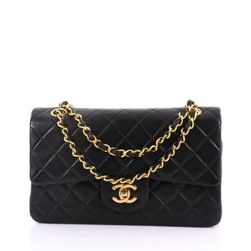 Chanel Vintage Classic Double Flap Bag Quilted Lambskin Small Black 3859772