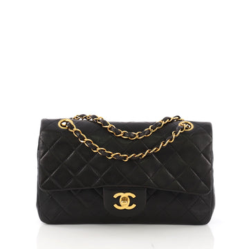 Chanel Vintage Classic Double Flap Bag Quilted Lambskin Small Black 3859783