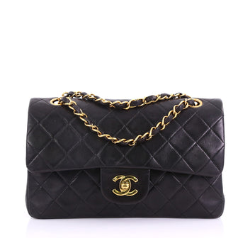 Chanel Vintage Classic Double Flap Bag Quilted Lambskin Small Black 3859784