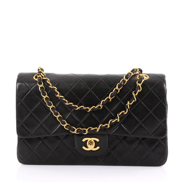 Chanel Vintage Classic Double Flap Bag Quilted Lambskin Medium Black 3859785