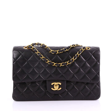 Chanel Vintage Classic Double Flap Bag Quilted Lambskin Medium Black 3859792