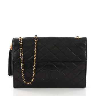 Chanel Vintage Diamond CC Flap Bag Quilted Lambskin Medium Black 3859794