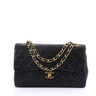 Chanel Vintage Classic Double Flap Bag Quilted Lambskin Small Black 3859795