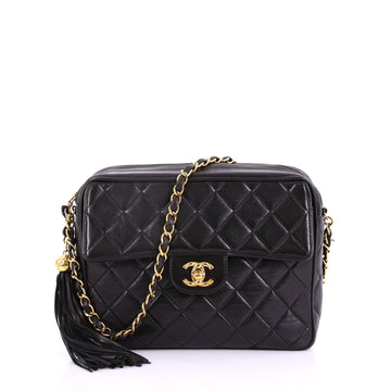 Chanel Vintage Front Pocket Camera Bag Quilted Lambskin Medium Black 3859796