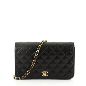 Chanel Vintage 3 Way Full Flap Bag Quilted Lambskin Small Black 3859799