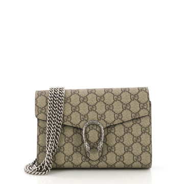 Gucci Dionysus Chain Wallet GG Coated Canvas Small Brown 386131
