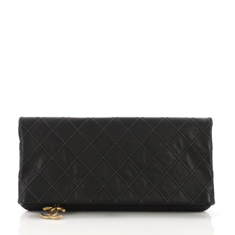 Chanel Thin City Clutch Quilted Calfskin Large Black 386291