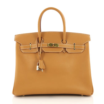 Hermes Birkin Handbag Brown Ardennes with Gold Hardware 35 3863215