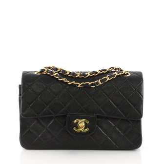 Chanel Vintage Classic Double Flap Bag Quilted Lambskin Small Black 3863230