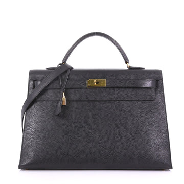 Hermes Kelly Handbag Black Ardennes with Gold Hardware 3863232