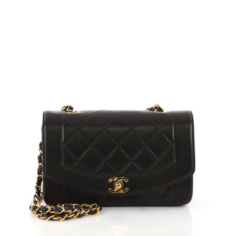 Chanel Vintage Diana Flap Bag Quilted Lambskin Small Black 3863240