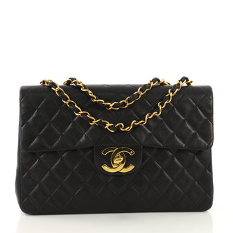 Chanel Vintage Classic Single Flap Bag Quilted Lambskin Black 3863242