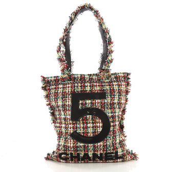 Chanel No. 5 Shopping Tote Tweed Large Red 386325
