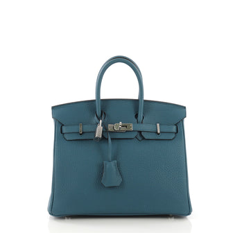 Hermes Birkin Handbag Blue Togo with Palladium Hardware 25 386326