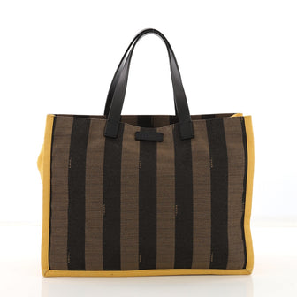 Fendi Pequin Shopping Tote Canvas Medium Brown 3864412