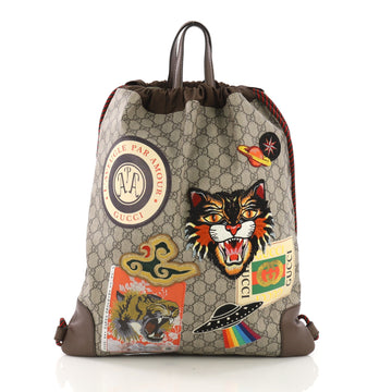 Gucci Courrier Soft Drawstring Backpack GG Coated Canvas 386441