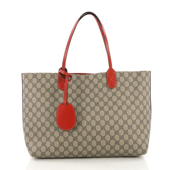 Gucci Reversible Tote GG Print Leather Medium Brown 386443