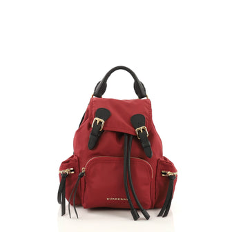 Burberry Rucksack Backpack Nylon with Leather Medium Red 386451