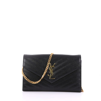 Saint Laurent Classic Monogram Wallet on Chain Matelasse 386472
