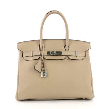 Hermes Birkin Handbag Light Togo with Palladium Hardware 30