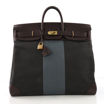 Hermes Flag Birkin HAC Bag Toile and Evercalf 50 Green 386611