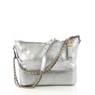 Chanel Gabrielle Hobo Quilted Aged Calfskin Medium Silver 386632