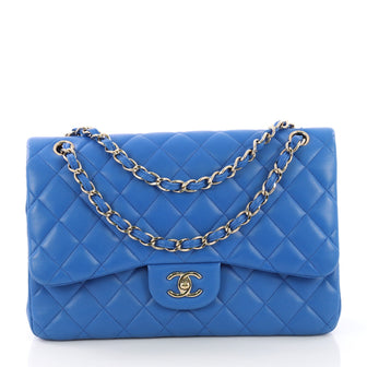 Chanel Model: Classic Double Flap Bag Quilted Lambskin Jumbo Blue 38665/4
