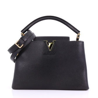 Louis Vuitton Capucines Handbag Leather PM Black 386662