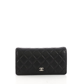 Chanel L-Yen Wallet Quilted Lambskin Long Black 386671