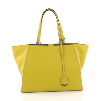 Fendi 3Jours Handbag Leather Large Yellow 386733