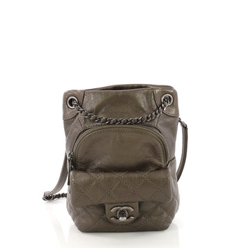 Chanel Drawstring CC Flap Backpack Quilted Lambskin Mini Brown 386773