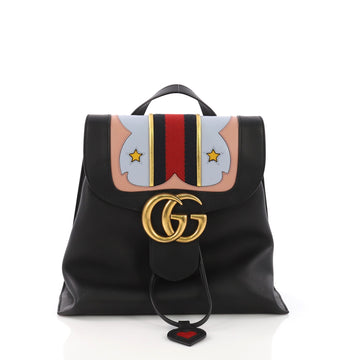 Gucci Web Heart GG Marmont Backpack Leather Black 386842