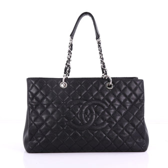 Chanel Grand Shopping Tote Quilted Caviar XL Black 386844
