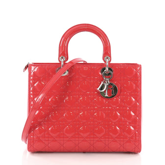 Christian Dior Lady Dior Handbag Cannage Quilt Patent 386845