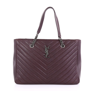 Saint Laurent Classic Monogram Tote Matelasse Chevron 386851